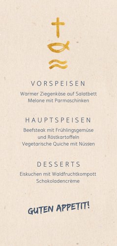 Menükarte zur Konfirmation Symbole Rückseite