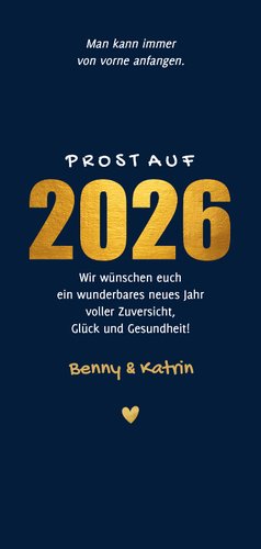Neujahrskarte 'Auf ein Neues' mit Foto Rückseite
