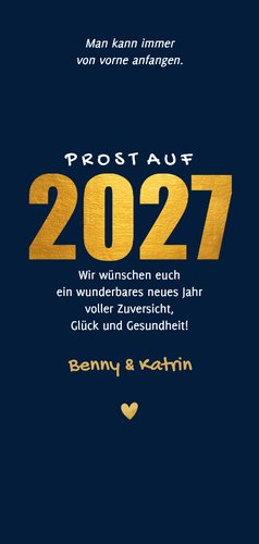 Neujahrskarte 'Auf ein Neues' mit Foto Rückseite