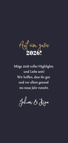 Neujahrskarte Fotocollage Hochformat goldene Schneeflocken 3