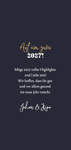 Neujahrskarte Fotocollage Hochformat goldene Schneeflocken 3