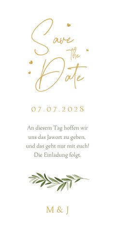 Save-the-Date-Karte Aquarellzweige Kalender Rückseite