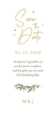 Save-the-Date-Karte Aquarellzweige Kalender Rückseite