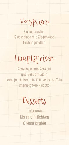Speisekarte Einschulung Schulsachen Rückseite