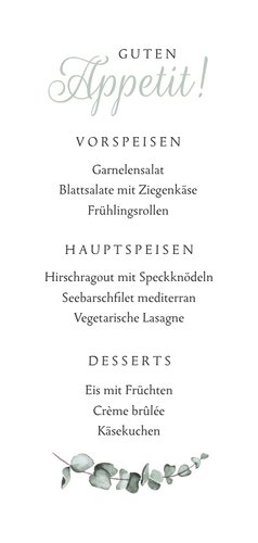 Speisekarte Hochzeit Marmor & Botanik Rückseite