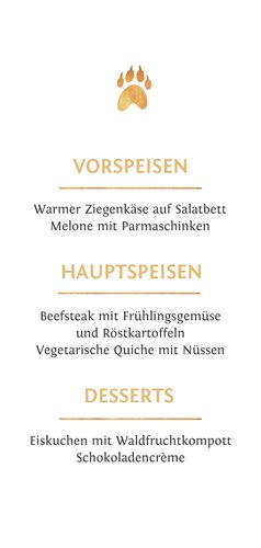 Speisekarte zur Taufe süßer Tiger | Send a Smile