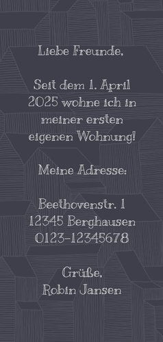 Umzugskarte grafische Häuser Rückseite