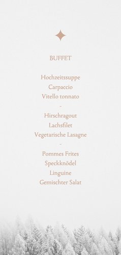Weihnachtsessen Menükarte Winterlandschaft Rückseite