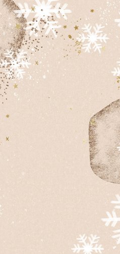 Weihnachtskarte mit Nussknacker und Schneeflocken Rückseite