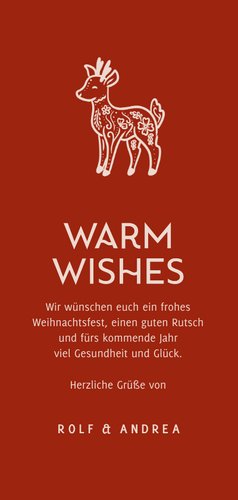 Weihnachtskarte mit Reh Folklorelook Rückseite