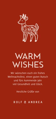 Weihnachtskarte mit Reh Folklorelook Rückseite