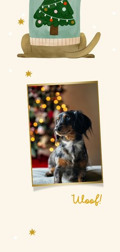 Weihnachtskarte 'Woofmas' Dackel mit Pulli Hochformat 2