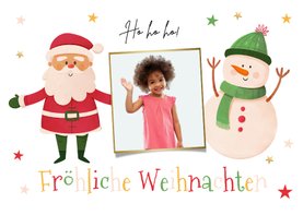 Bunte Weihnachtskarte Foto und Figuren