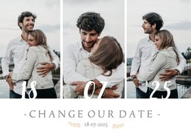 Change-our-Date-Karte mit Fotocollage