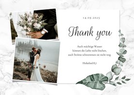 Dankeschönkarte Hochzeit Fotos, Marmor & Botanik