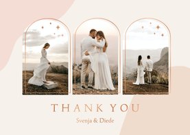 Dankeskarte Hochzeit Fotocollage Bogenfenster Kupfer
