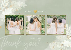 Dankeskarte Hochzeit Fotocollage botanisch Dschungelblätter
