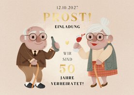 Einladung Hochzeitsjubiläum 'Prost'