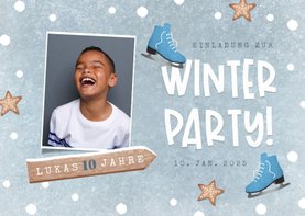 Einladung Kindergeburtstag Junge Winterparty Foto