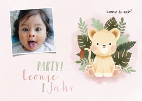 Einladung Kindergeburtstag kleine Löwin und Foto