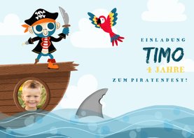 Einladung Kindergeburtstag mit Pirat und Papagei
