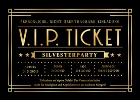 Einladung Silvesterparty V.I.P.-Ticket schwarz-gold