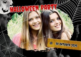 Einladung zur Halloweenparty Spinnennetz & Foto