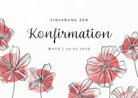 Einladung zur Konfirmation Blüten und Aquarell