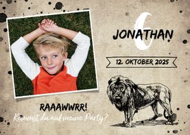 Einladungskarte Kindergeburtstag Löwe & Fotos