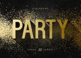 Einladungskarte Party Typografie Goldlook
