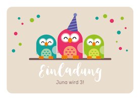 Einladungskarte zum Kindergeburtstag pinke Eule