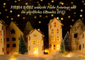 FairTrade Weihnachtskarte mit Winterdorf, geschäftlich