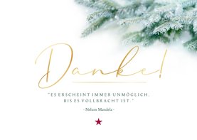 Firmen-Weihnachtskarte 'Danke' Zweige Goldschrift