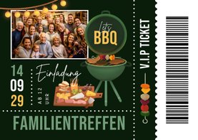 Foto-Einladung Familientreffen VIP-Ticket mit BBQ