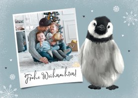Foto-Weihnachtskarte mit Pinguin