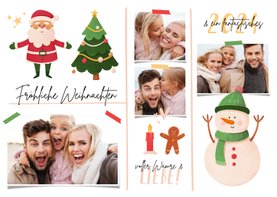 Fotocollage-Weihnachtskarte mit Illustrationen