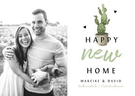 Fotokarte Einweihung 'happy new home' mit Kaktus