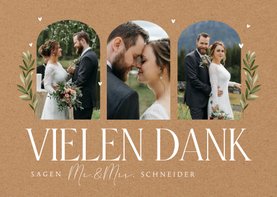 Fotoreihe Hochzeits-Dankeskarte Kraftpapierlook