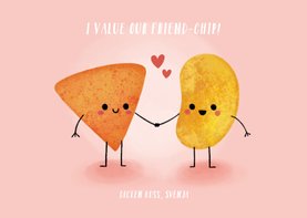 Freundschaftskarte 'friend-chip' mit Chips und Herzchen
