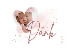 Geburt Danksagung Herz mit Foto rosa