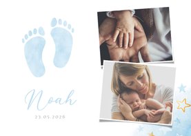 Geburtskarte Fotos & blaue Fußspuren