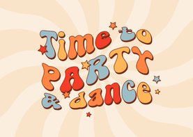 Geburtstagseinladung Groovy Seventies 'Party & Dance'