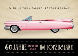 Geburtstagskarte Auto Klassiker pink