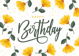 Geburtstagskarte Gelbe Blumen 'Happy Birthday'