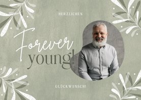 Geburtstagskarte grün 'Forever young' mit Foto