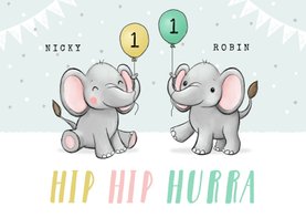 Geburtstagskarte Zwilling Kleine Elefanten