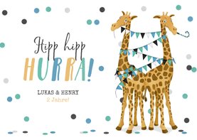 Giraffen-Geburtstagskarte Zwillinge
