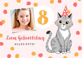 Glückwunschkarte Kinder Geburtstag Foto und lustige Katze