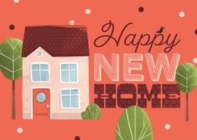 Glückwunschkarte Umzug Haus & Bäume 'Happy New Home'