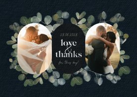 Hochzeit Dankeskarte Fotos Eukalyptus Schwarz & Silber